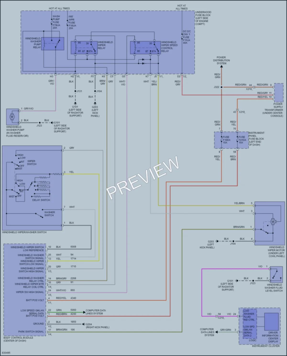 2023 Chevrolet Malibu Wiper Washer wiring diagram preview