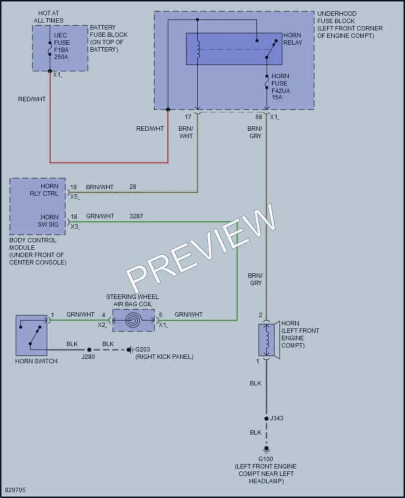 2023 Chevrolet TrailBlazer Horn wiring diagram preview