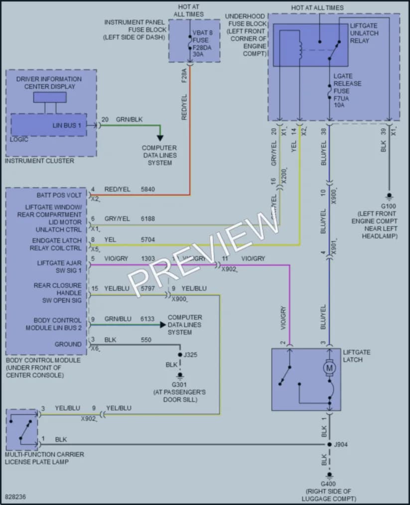 2023 Chevrolet TrailBlazer Trunk Tailgate Fuel Door wiring diagram preview