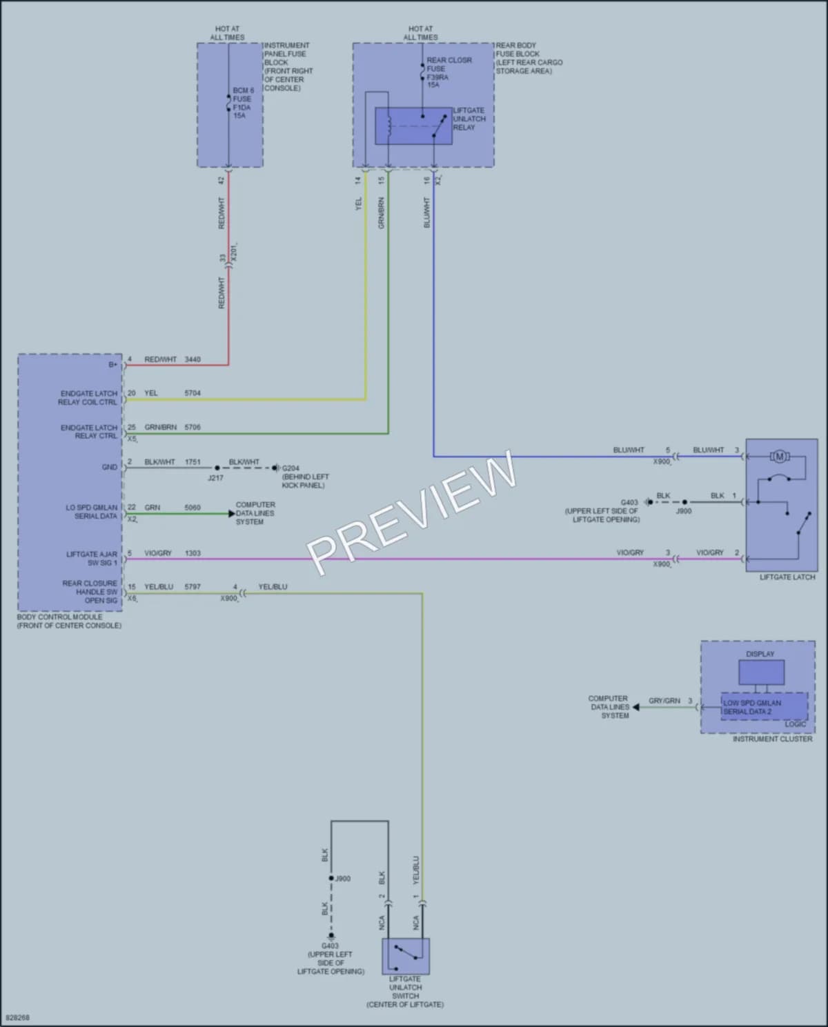 2023 Chevrolet Traverse Trunk Tailgate Fuel Door wiring diagram preview