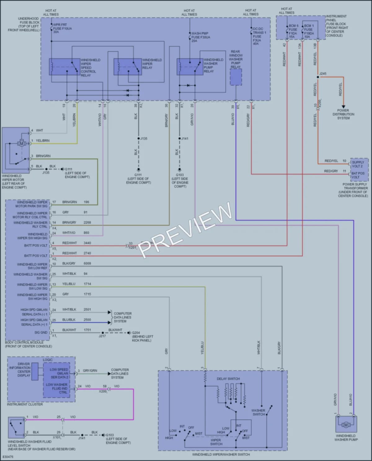 2023 Chevrolet Traverse Wiper Washer wiring diagram preview