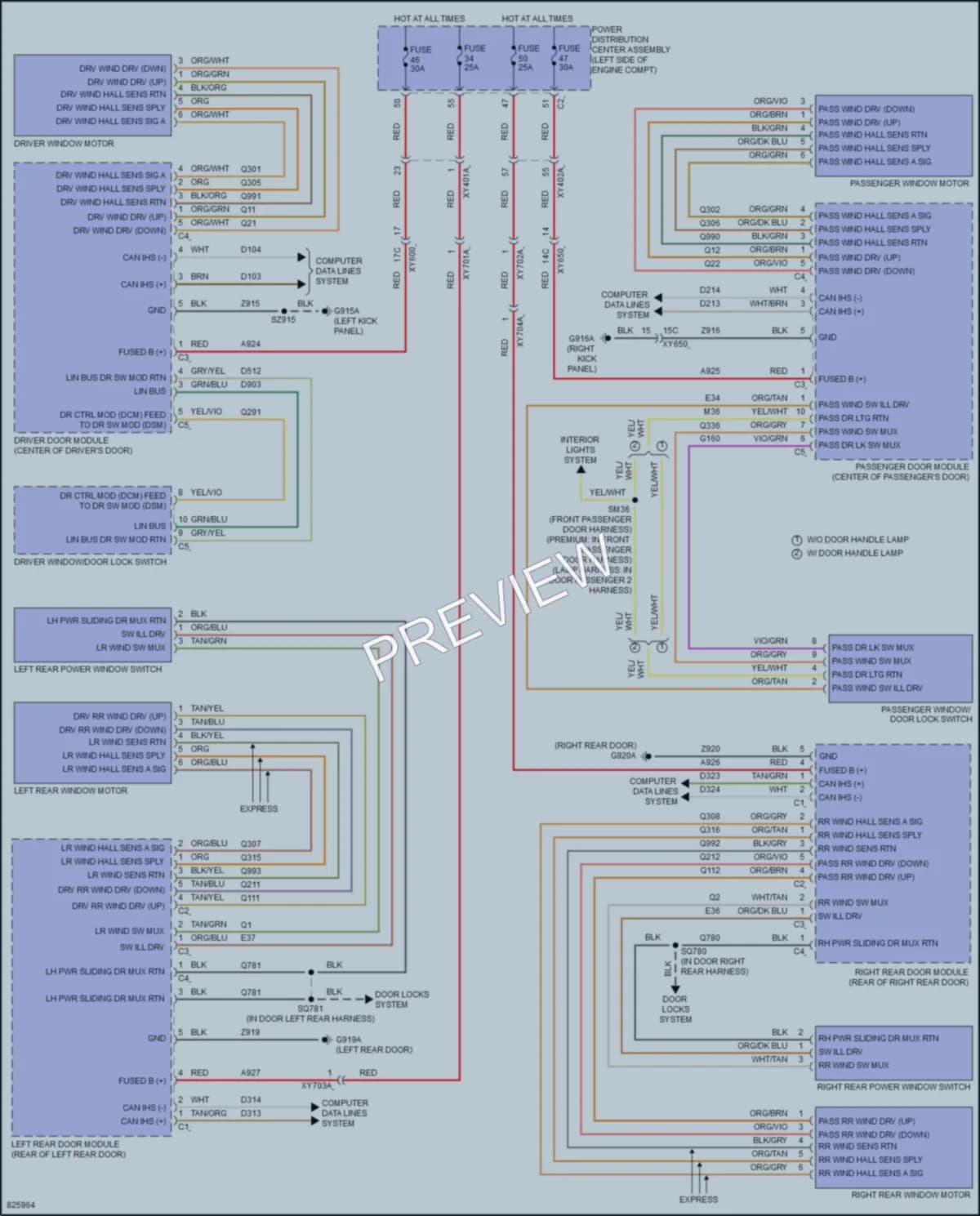2023 Chrysler PacificaHybrid Power Windows wiring diagram preview