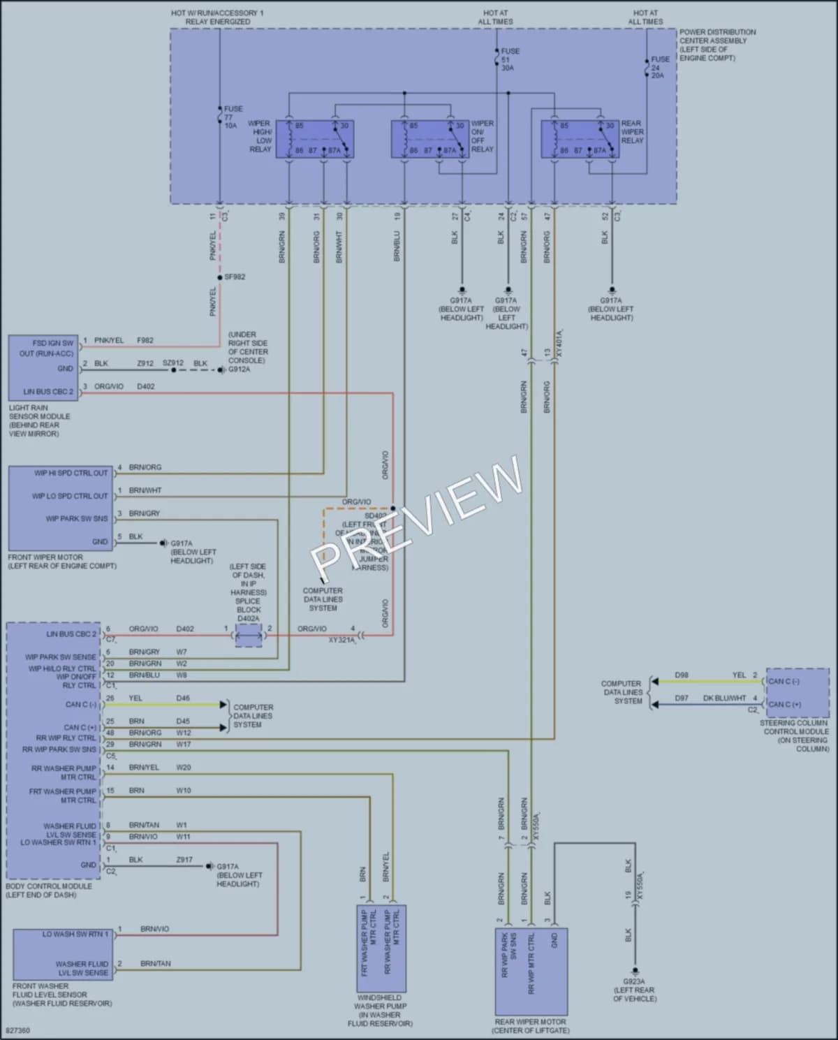 2023 Chrysler PacificaHybrid Wiper Washer wiring diagram preview