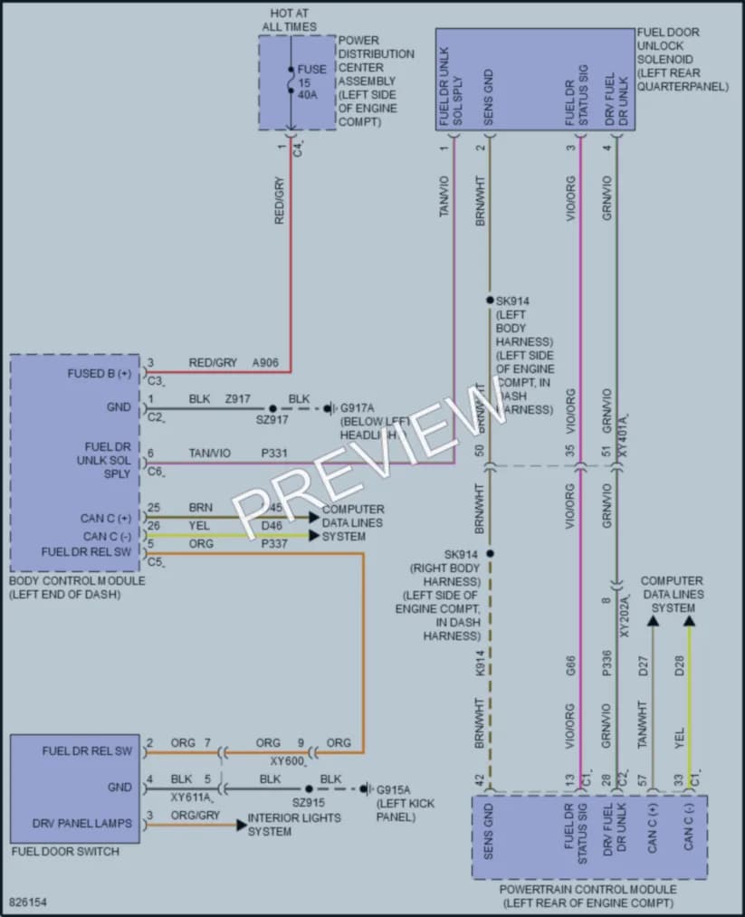 2023 Chrysler PacificaNew Trunk Tailgate Fuel Door wiring diagram preview