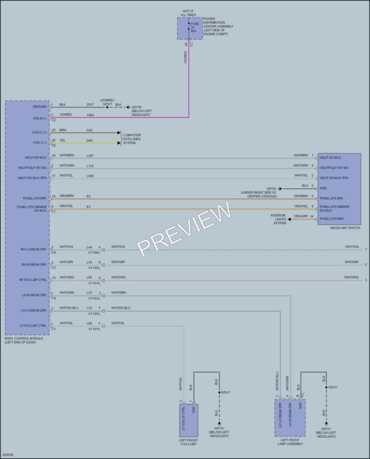 2023 Chrysler Voyager Headlights wiring diagram preview