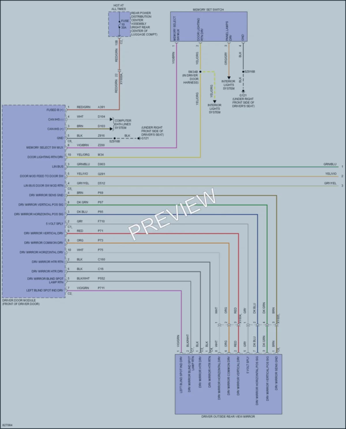 2023 Dodge Challenger Memory Systems wiring diagram preview