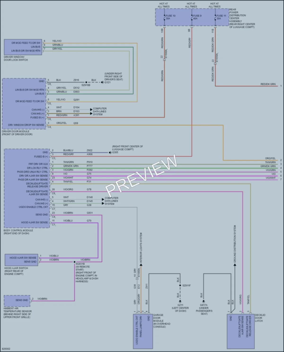 2023 Dodge Challenger Power Door Locks wiring diagram preview