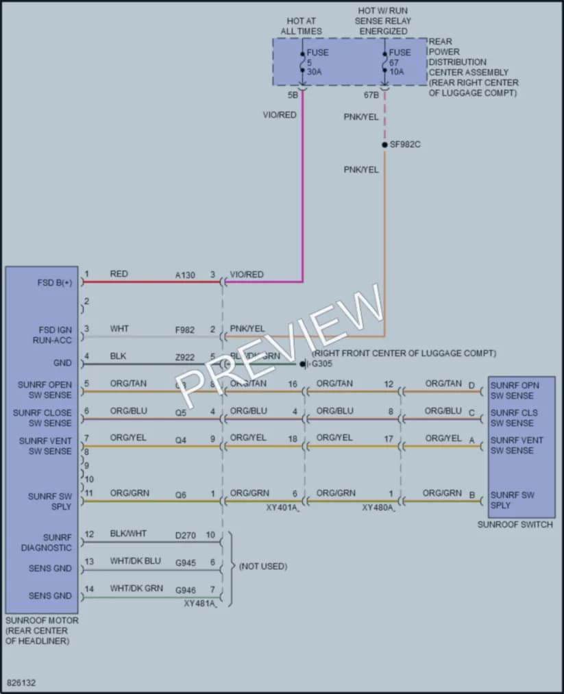 2023 Dodge Challenger Power Top Sunroof wiring diagram preview