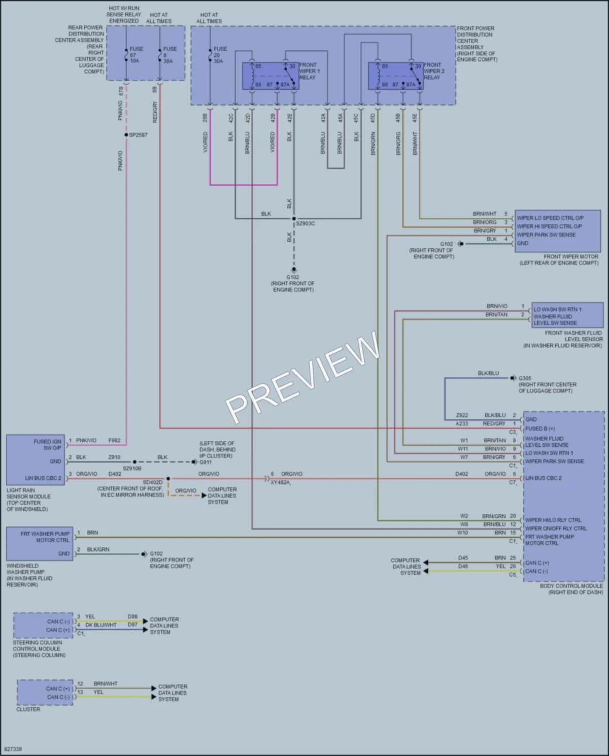 2023 Dodge Challenger Wiper Washer wiring diagram preview
