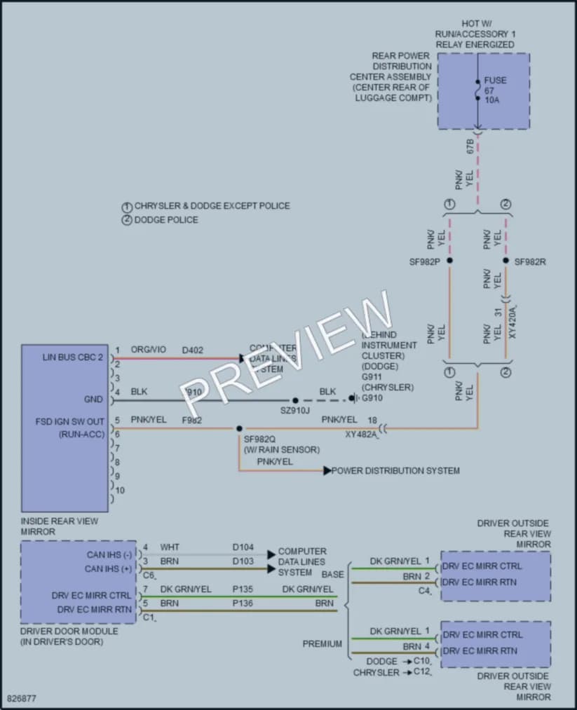 2023 Dodge Charger Power Mirrors wiring diagram preview