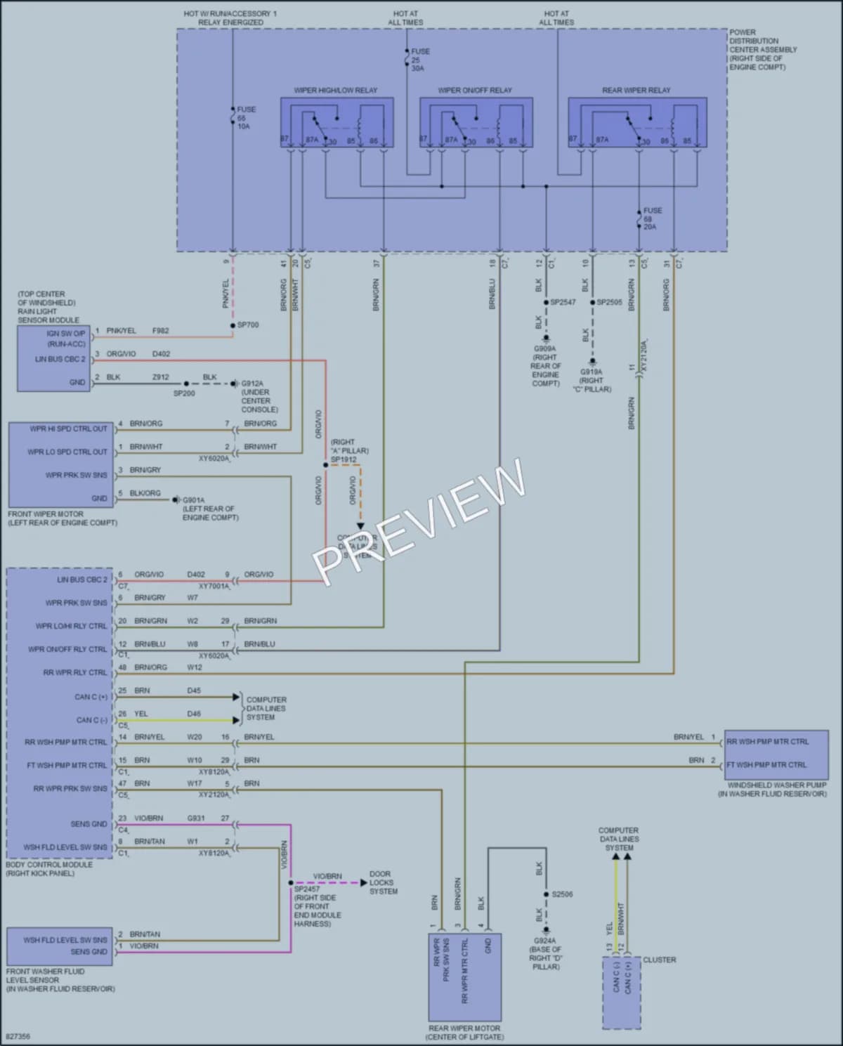 2023 Dodge DurangoPursuit Wiper Washer wiring diagram preview