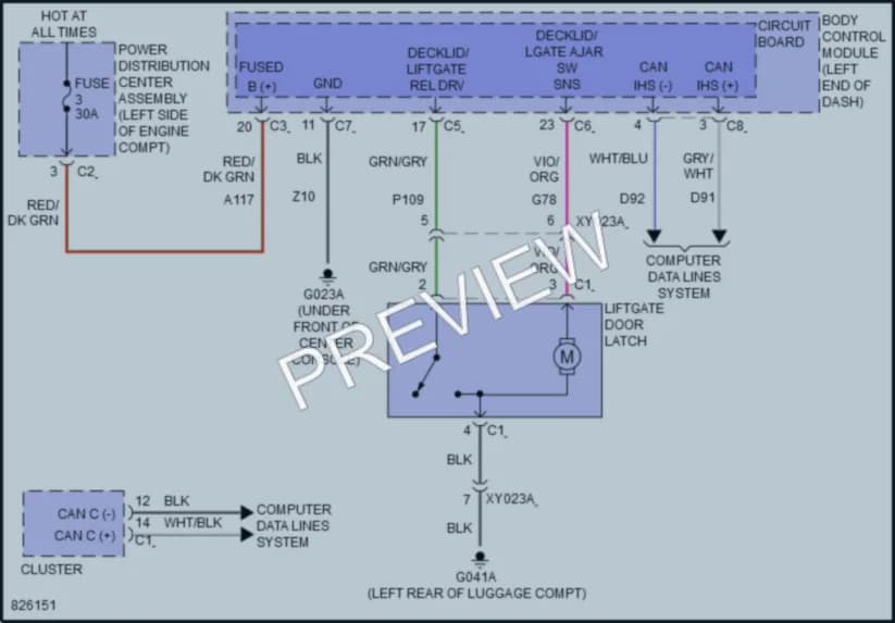 2023 Dodge Hornet Trunk Tailgate Fuel Door wiring diagram preview
