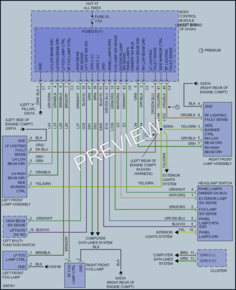 2023 Fiat 500X Headlights wiring diagram preview