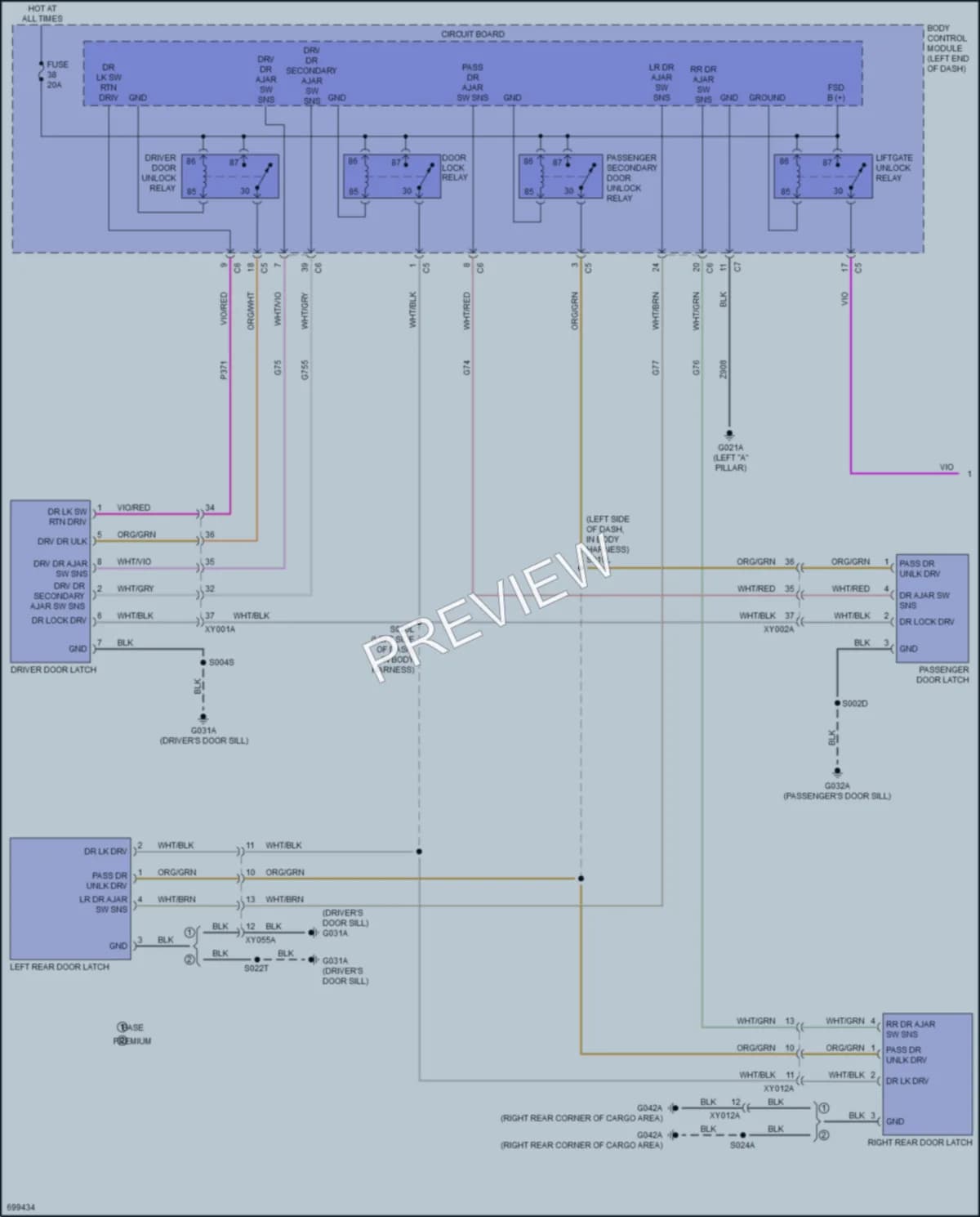 2023 Fiat 500X Power Door Locks wiring diagram preview