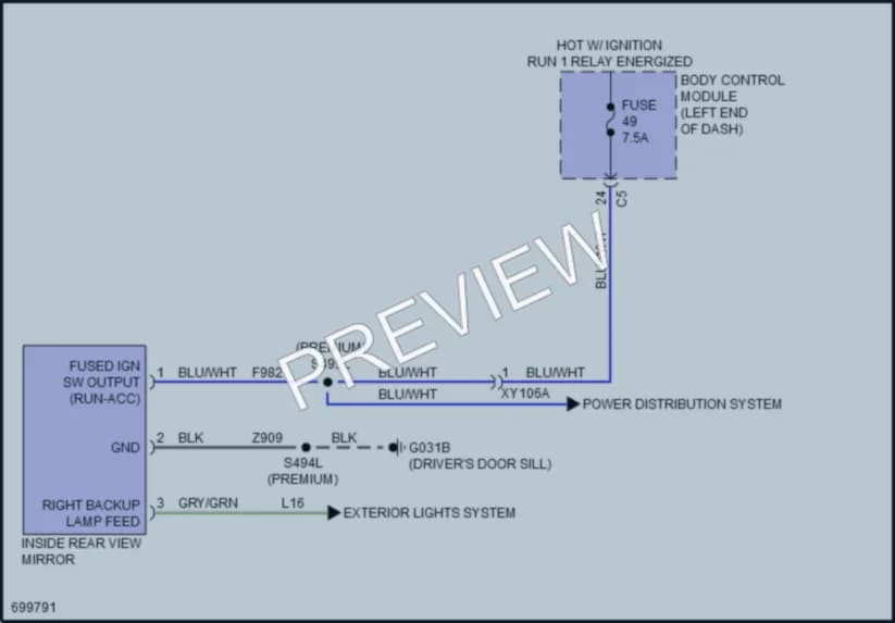 2023 Fiat 500X Power Mirrors wiring diagram preview