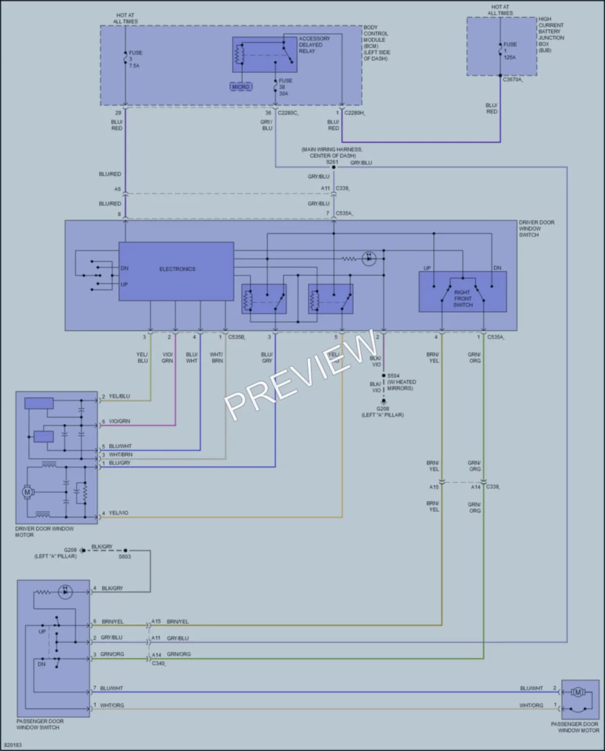 2023 Ford 150Transit Power Windows wiring diagram preview
