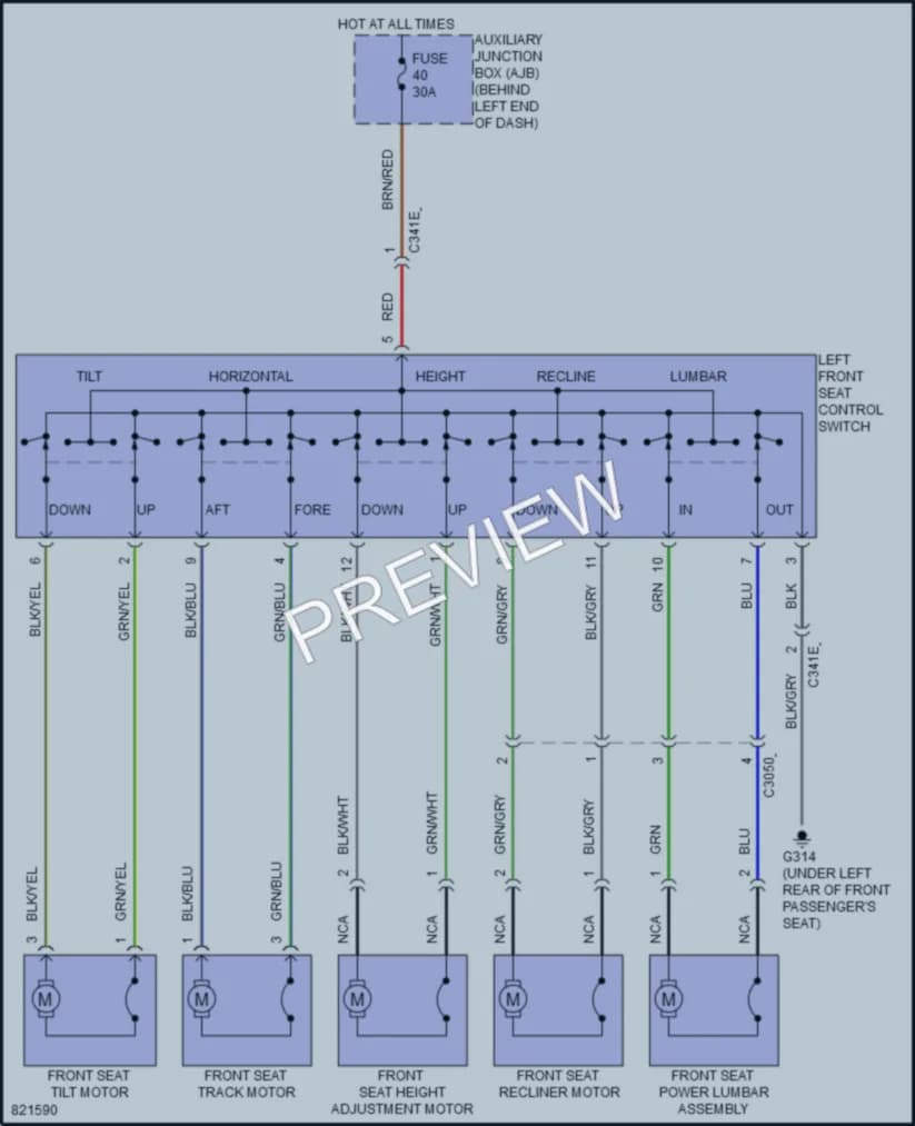2023 Ford 250Transit Power Seats wiring diagram preview