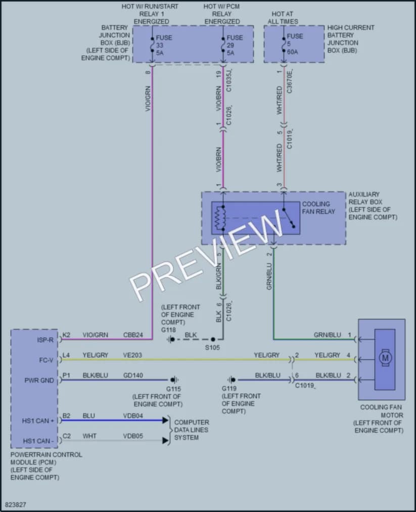 2023 Ford 350ETransit Cooling Fan wiring diagram preview