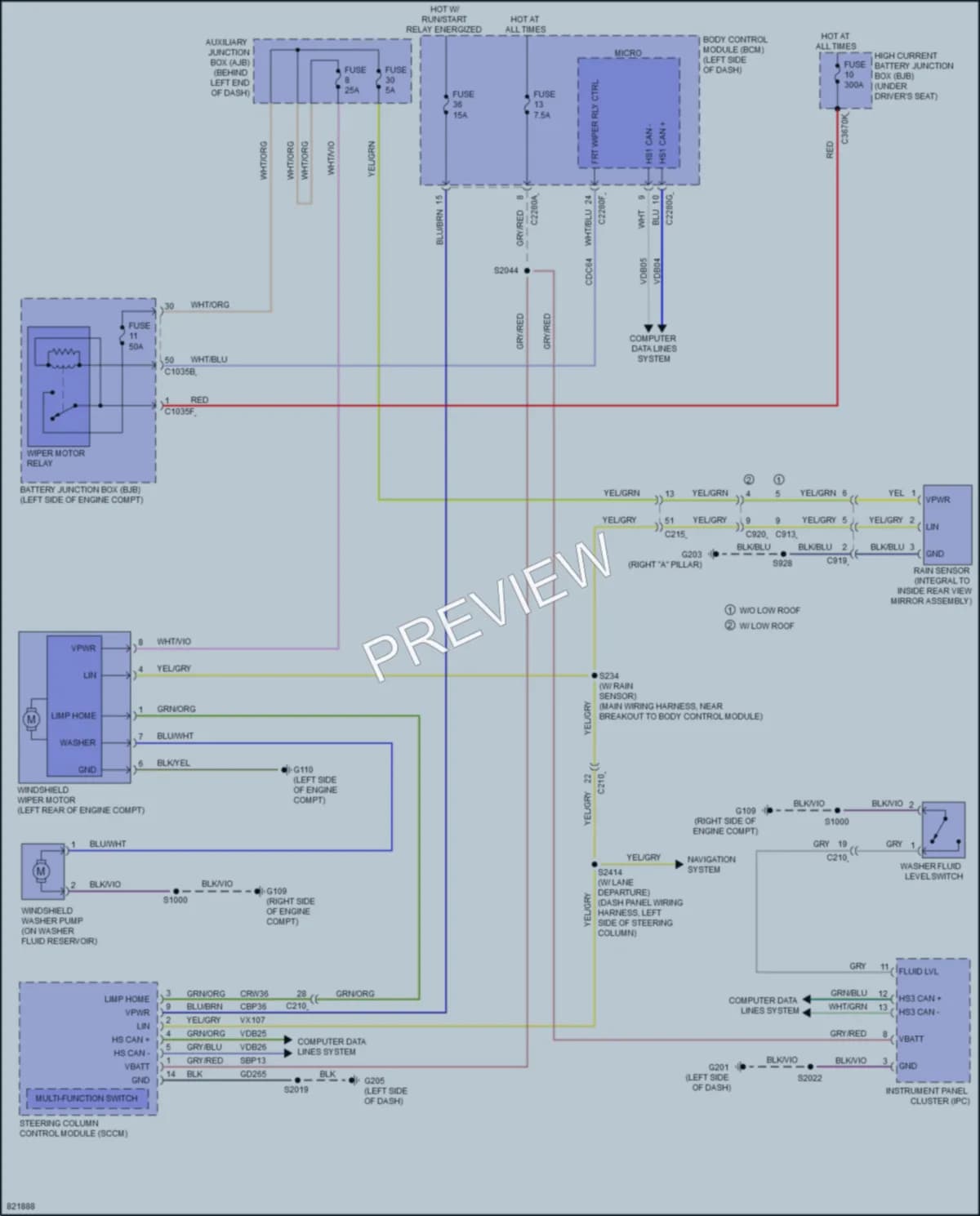 2023 Ford 350HDTransit Wiper Washer wiring diagram preview
