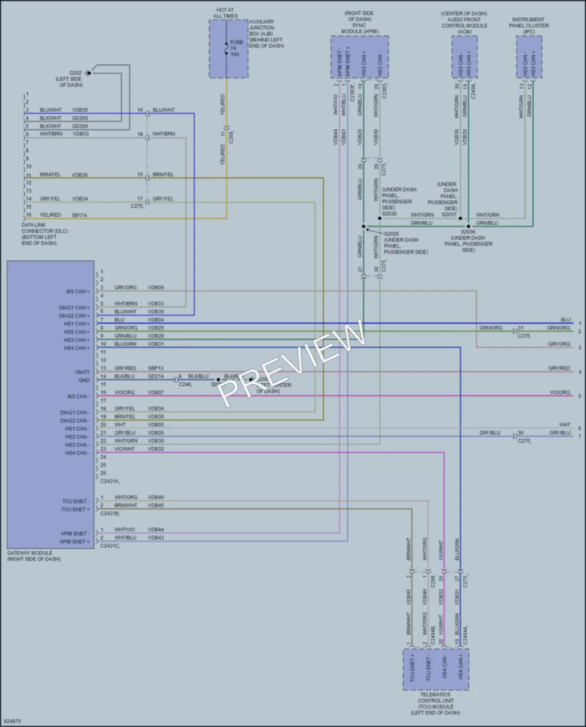 2023 Ford 350Transit Computer Data Lines wiring diagram preview