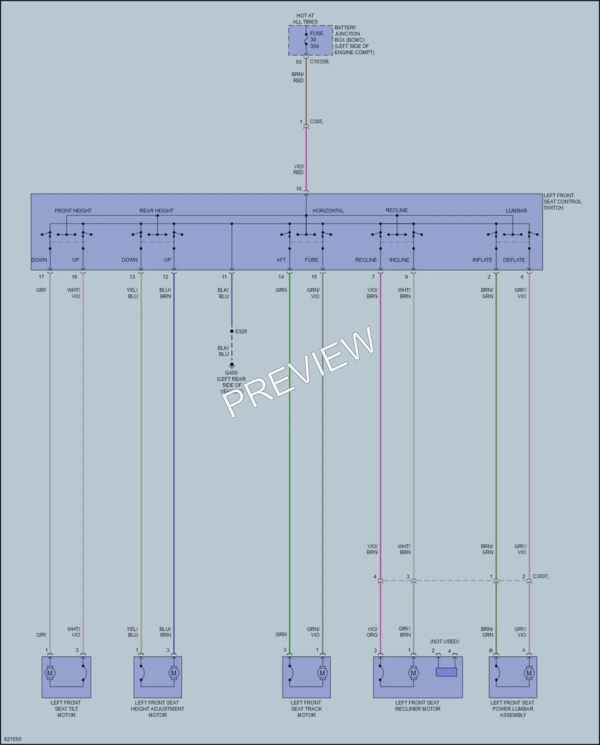 2023 Ford Bronco Power Seats wiring diagram preview