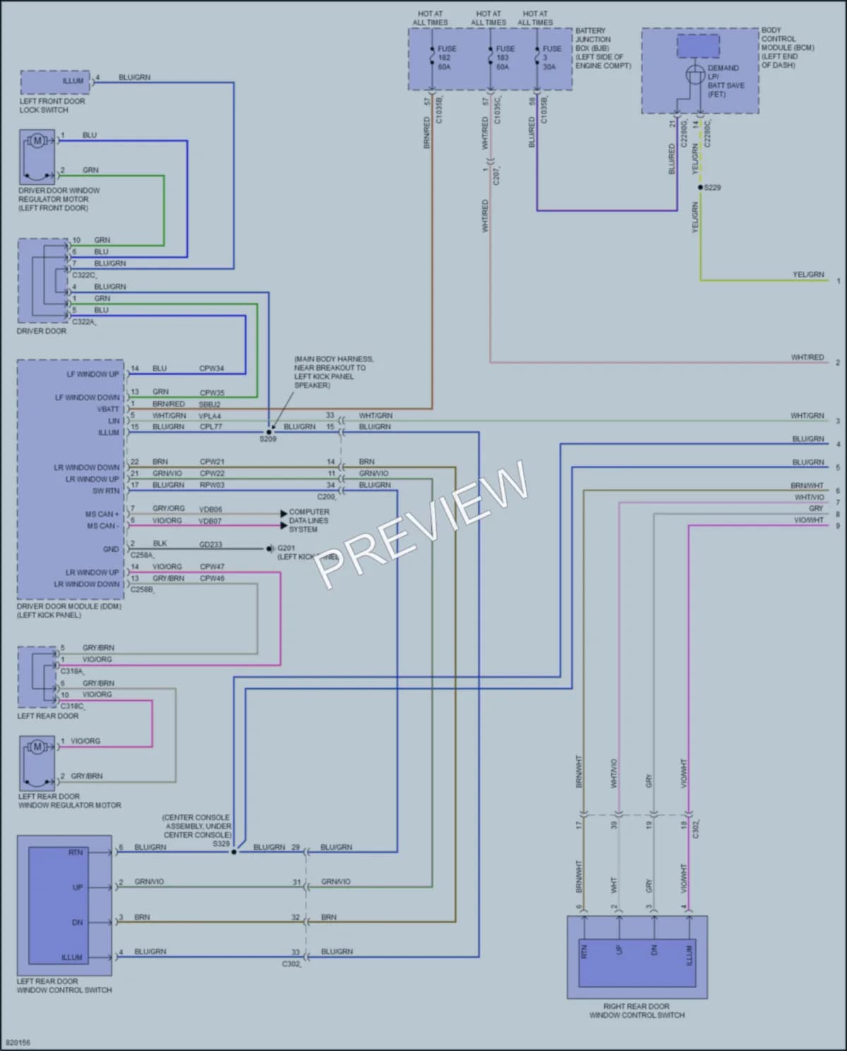 2023 Ford Bronco Power Windows wiring diagram preview