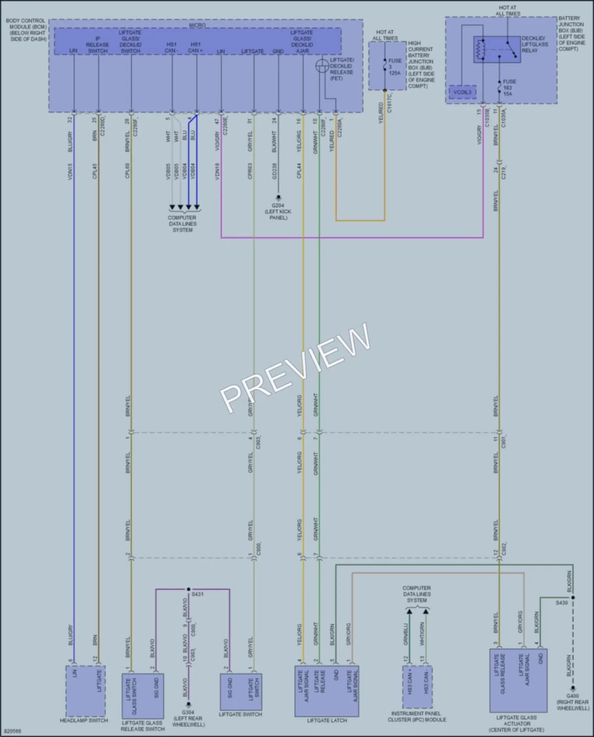 2023 Ford BroncoSport Trunk Tailgate Fuel Door wiring diagram preview