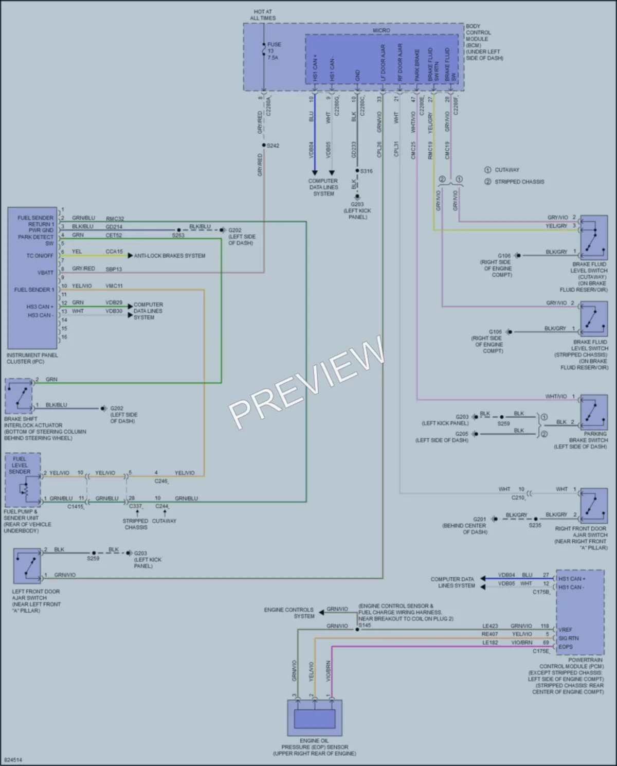 2023 Ford E350Econoline Instrument Cluster wiring diagram preview