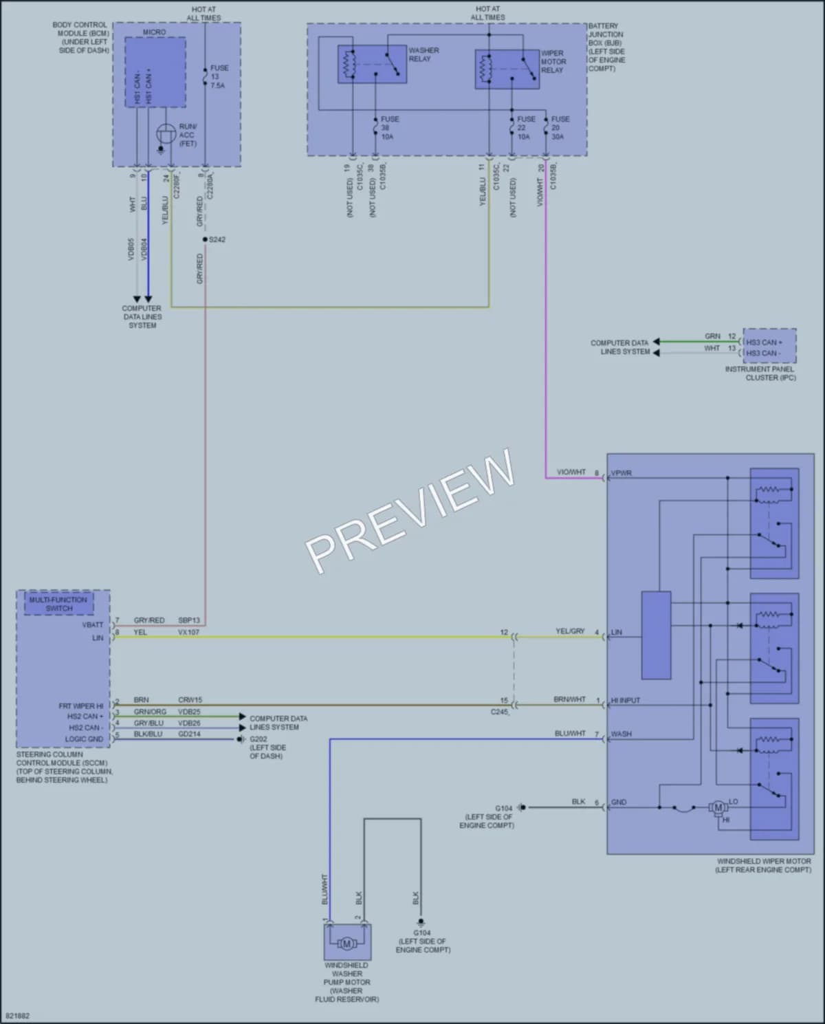 2023 Ford E350Econoline Wiper Washer wiring diagram preview