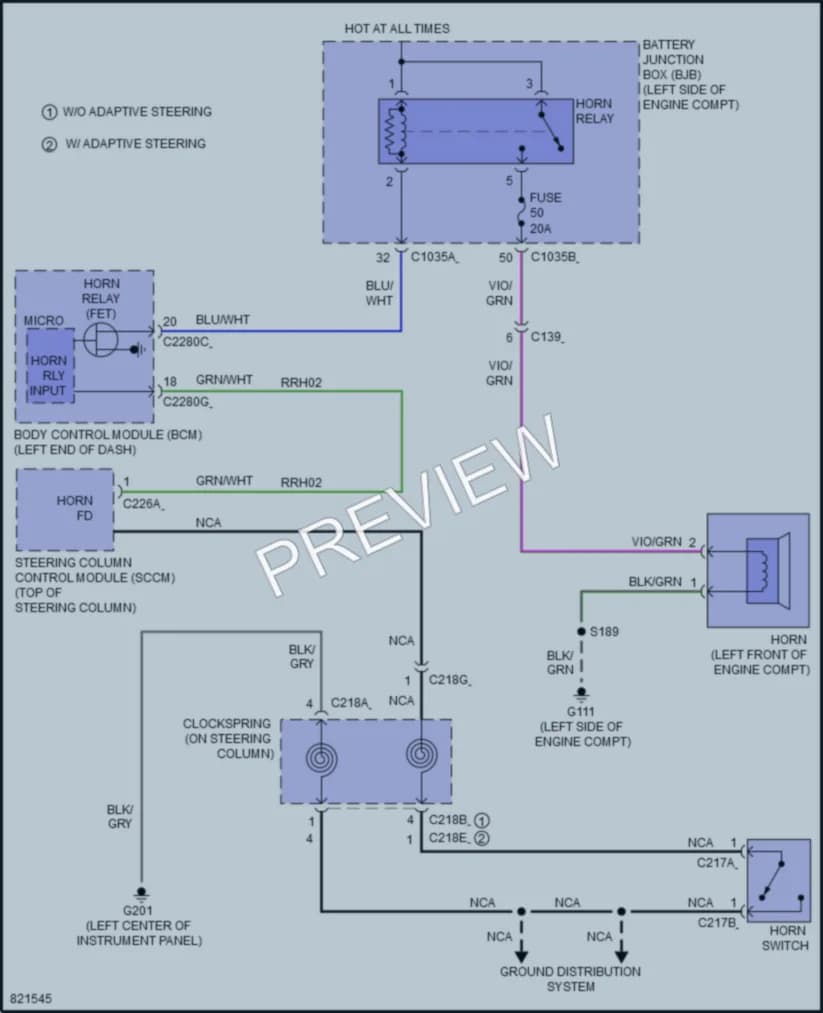 2023 Ford Edge Horn wiring diagram preview