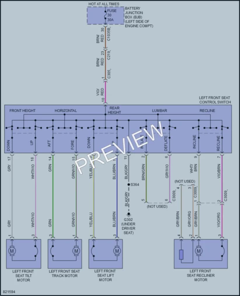 2023 Ford Escape Power Seats wiring diagram preview