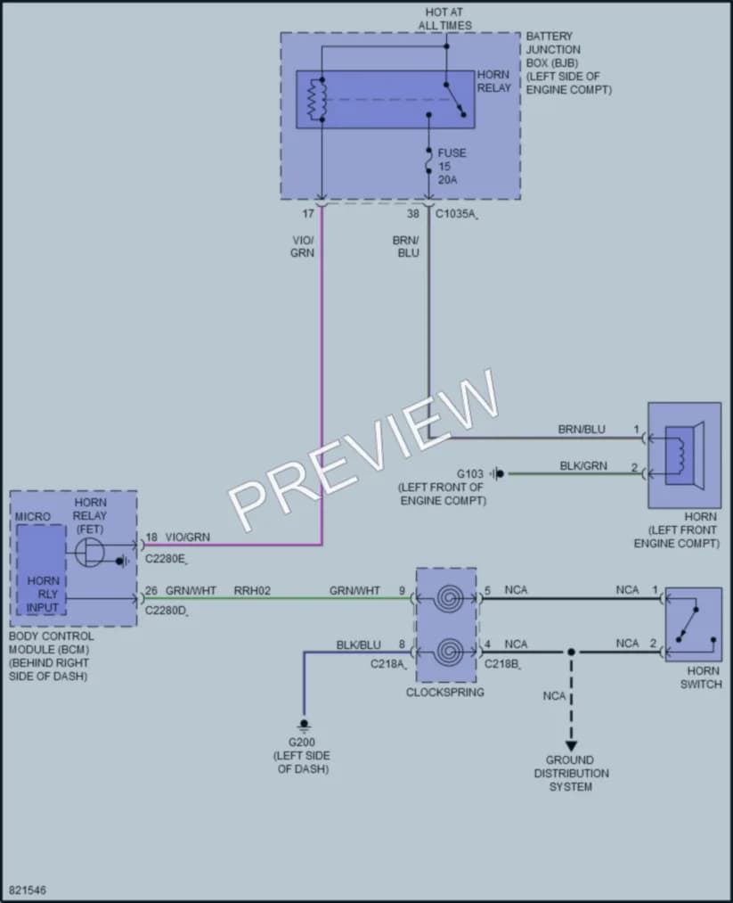 2023 Ford EscapeHybrid Horn wiring diagram preview