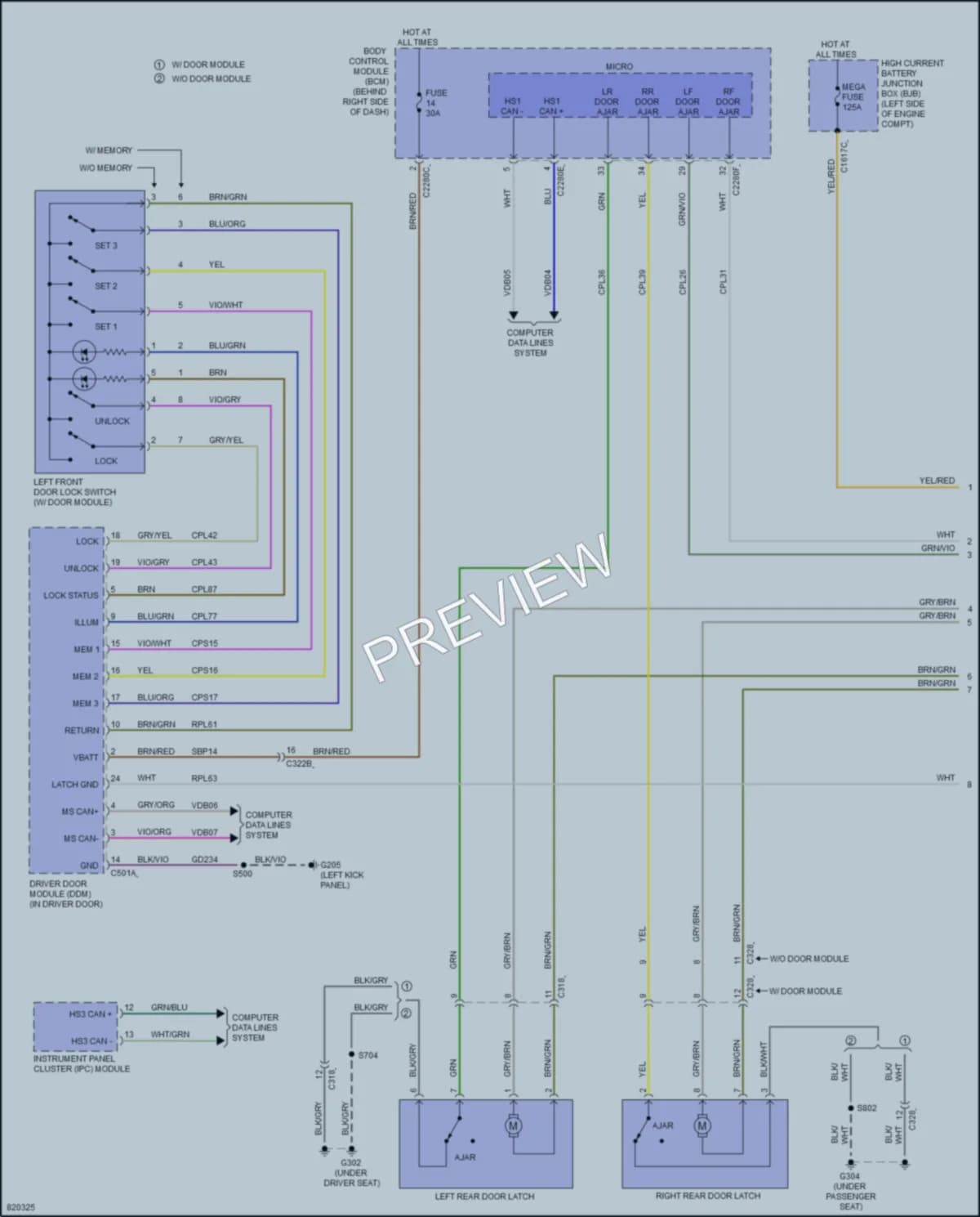 2023 Ford EscapeHybrid Power Door Locks wiring diagram preview