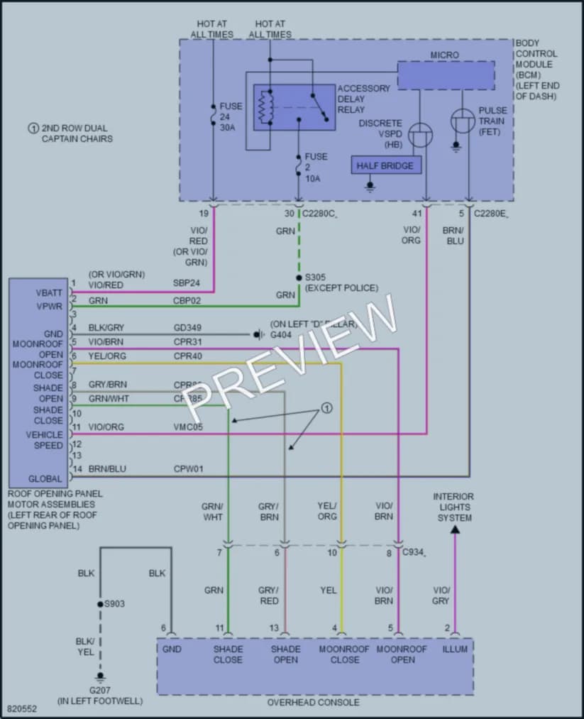 2023 Ford ExplorerHybrid Power Top Sunroof wiring diagram preview