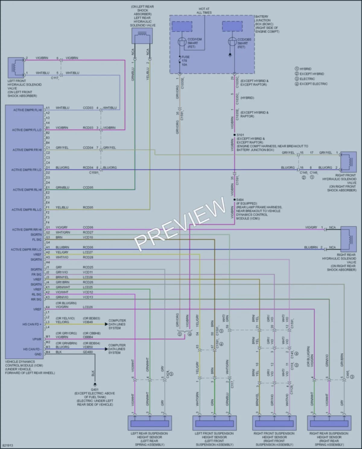 2023 Ford F150Hybrid Electronic Suspension wiring diagram preview