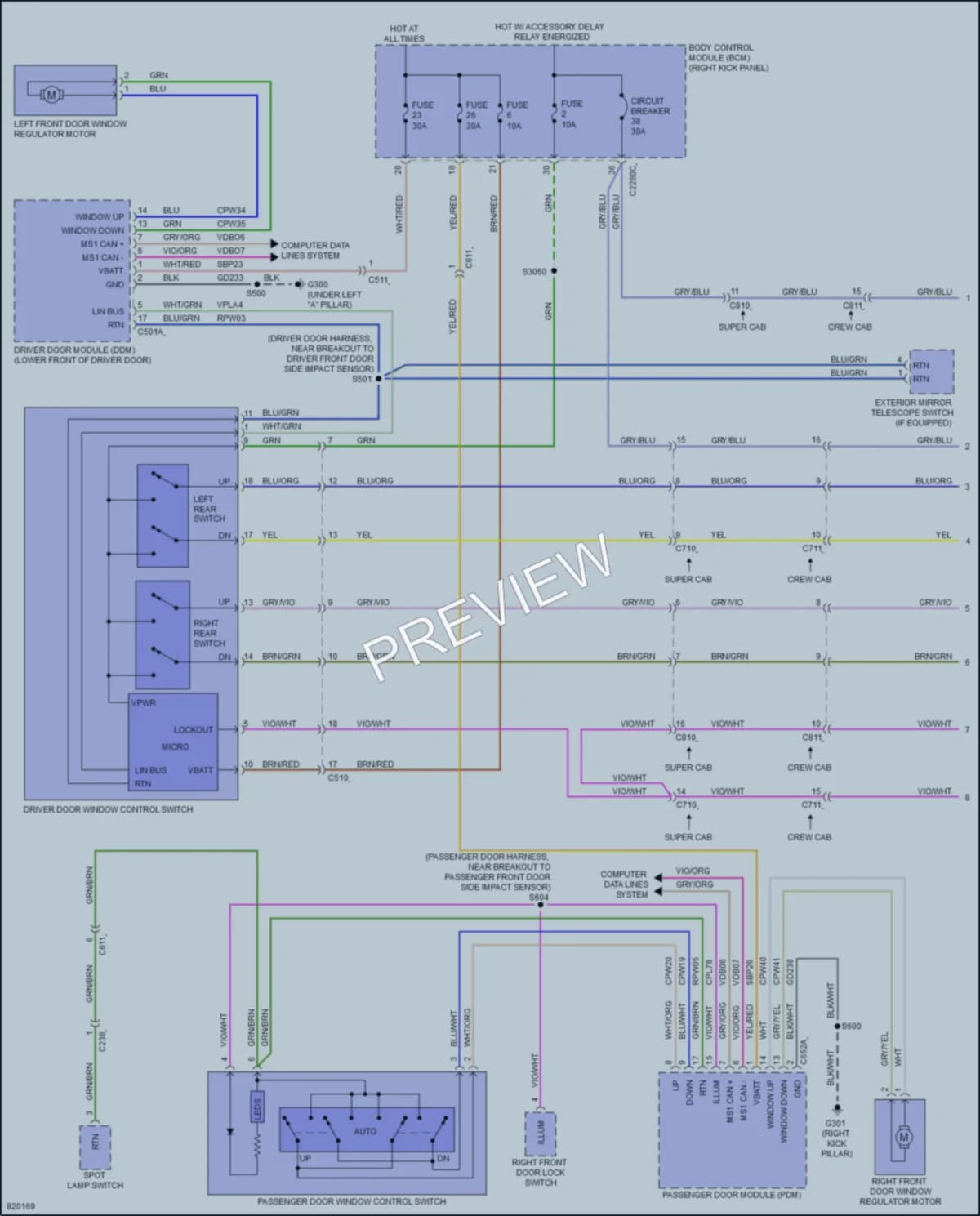 2023 Ford F150Hybrid Power Windows wiring diagram preview