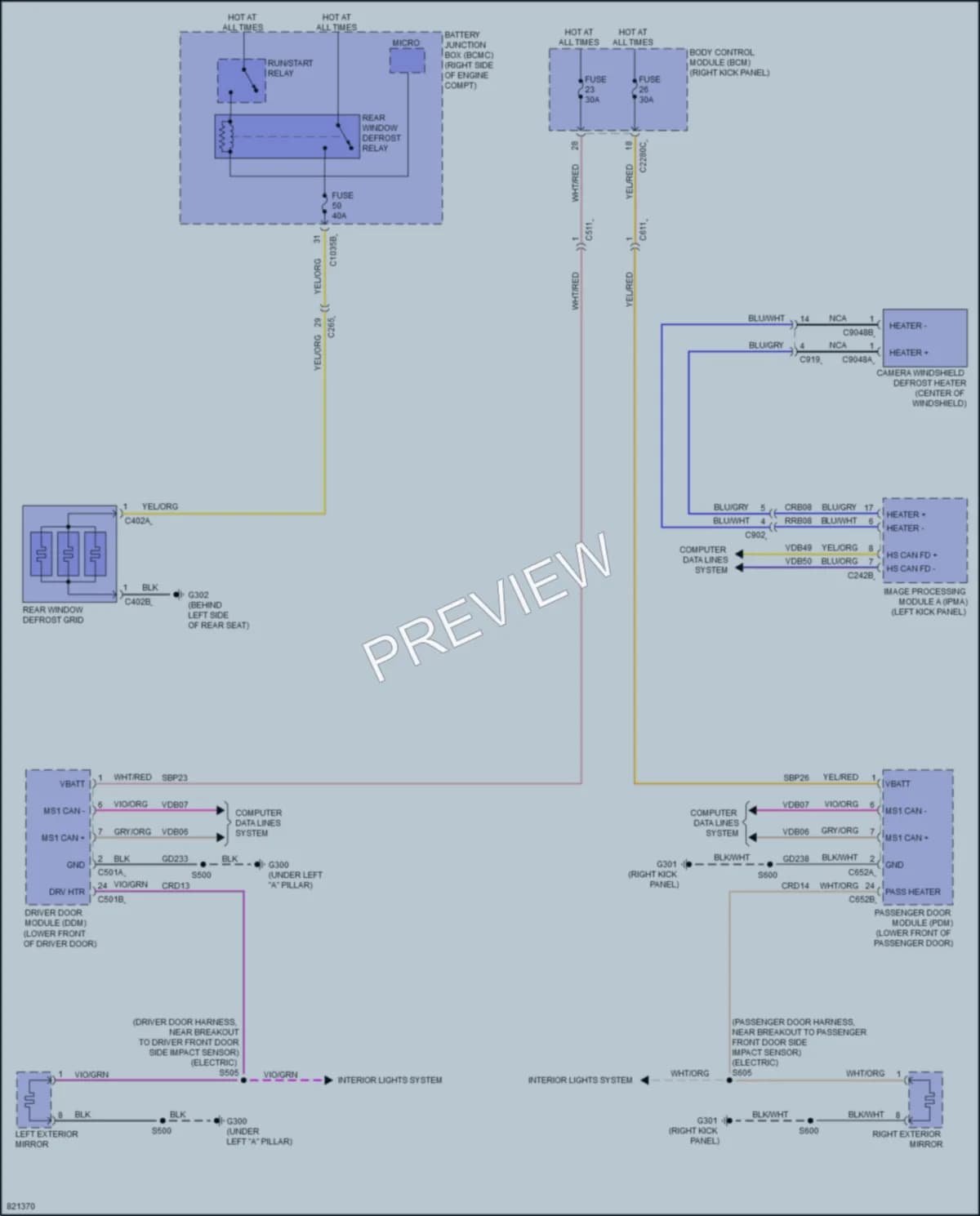 2023 Ford F150Lightning Defoggers wiring diagram preview