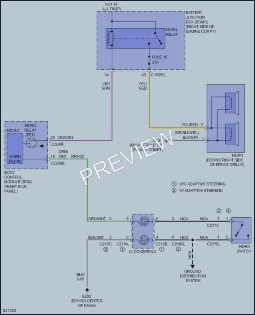 2023 Ford F150Lightning Horn wiring diagram preview