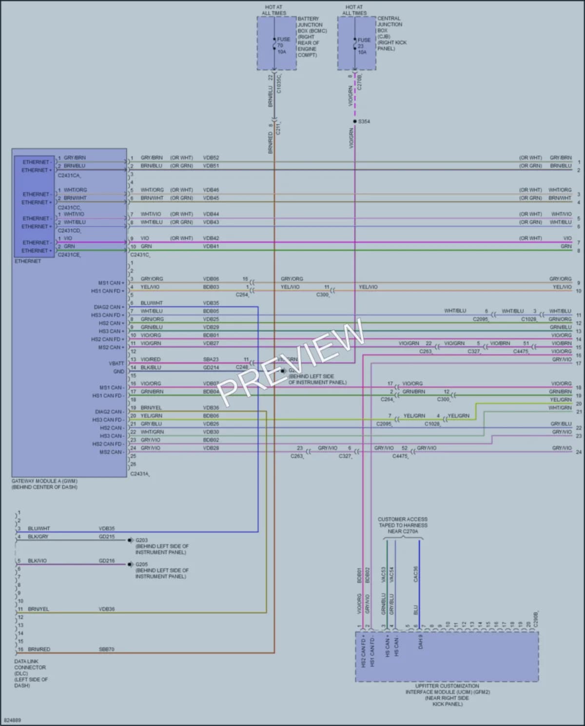 2023 Ford F250SuperDuty Computer Data Lines wiring diagram preview