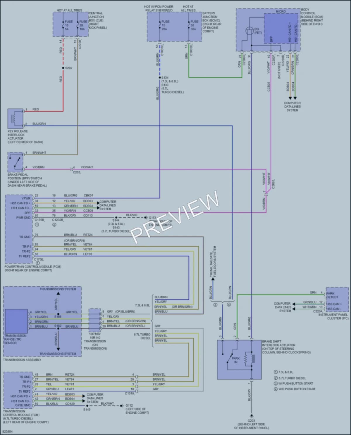 2023 Ford F250SuperDuty Shift Interlock wiring diagram preview