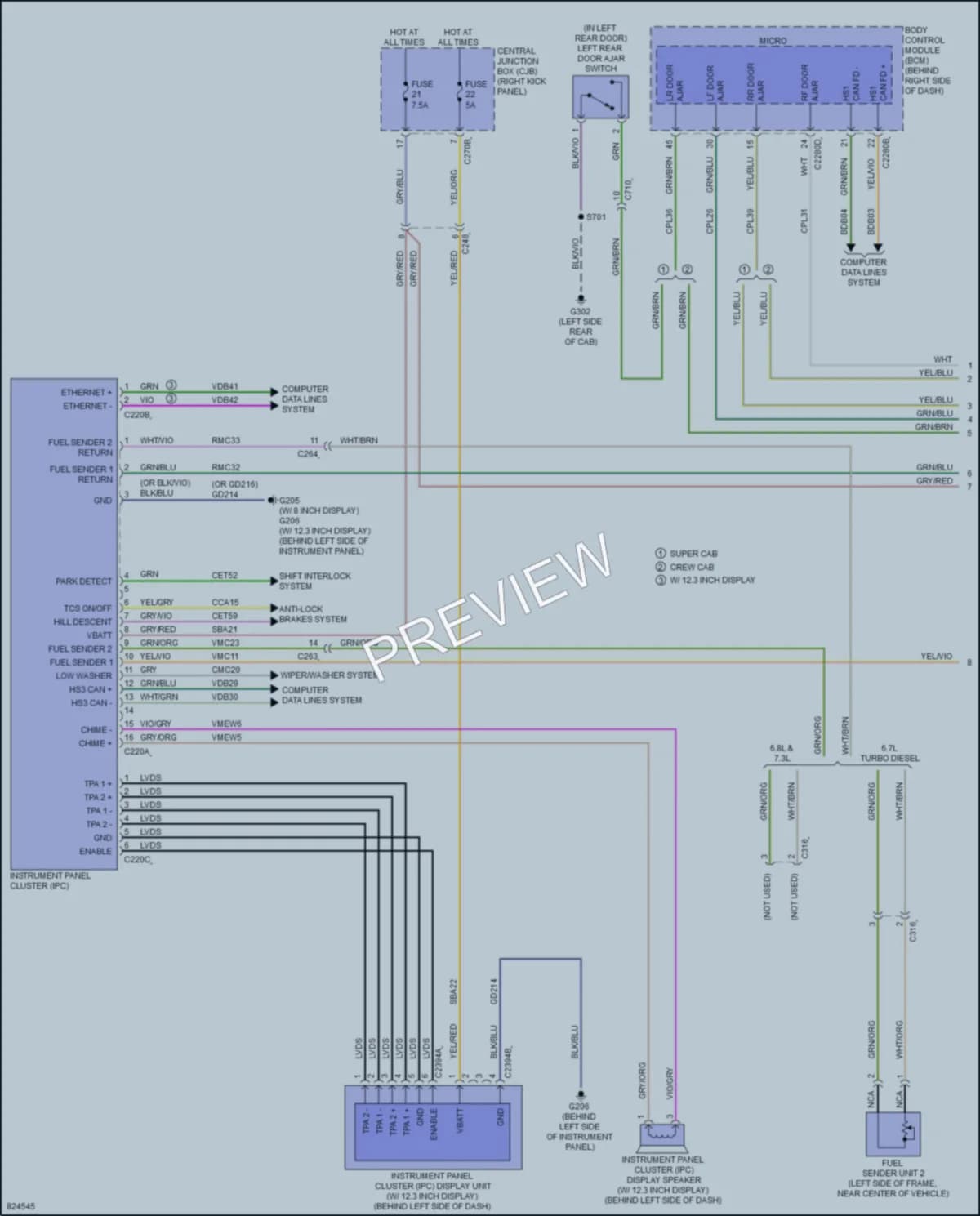2023 Ford F350SuperDuty Instrument Cluster wiring diagram preview