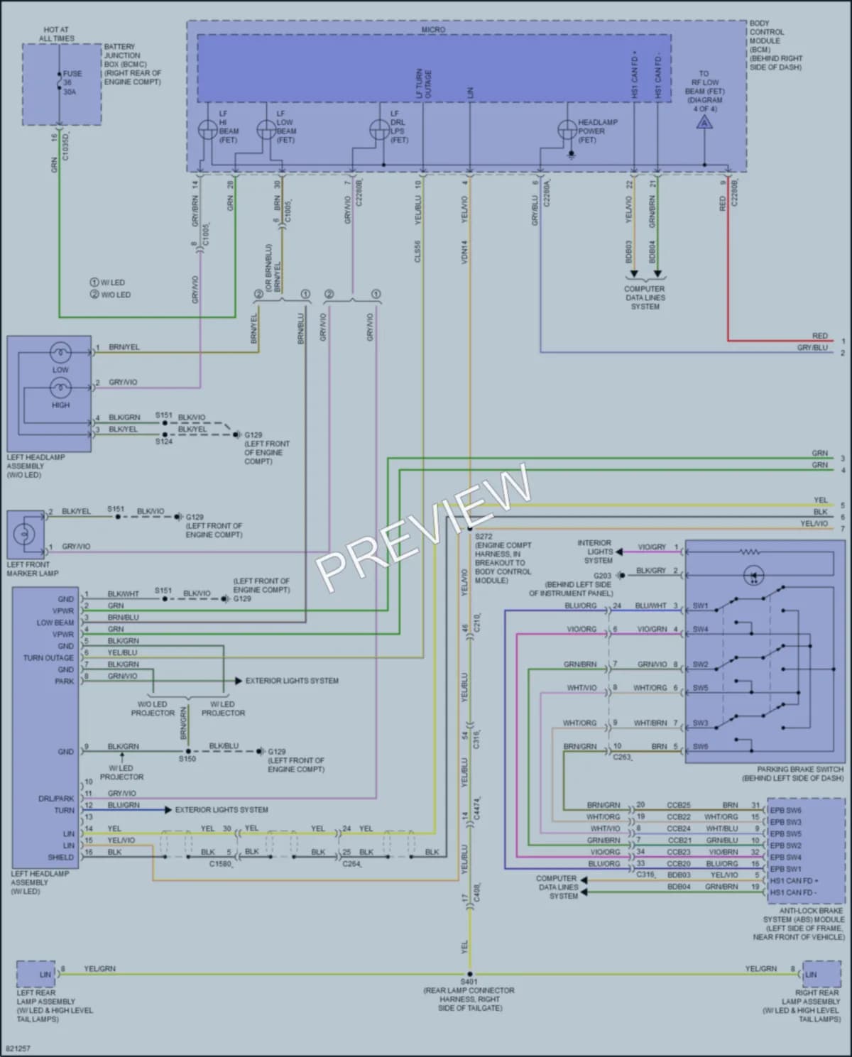 2023 Ford F450SuperDuty Headlights wiring diagram preview