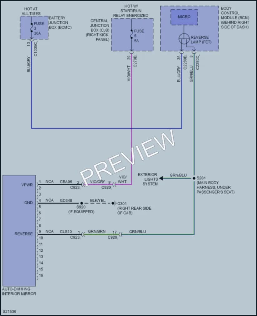 2023 Ford F550ChsCab Power Mirrors wiring diagram preview