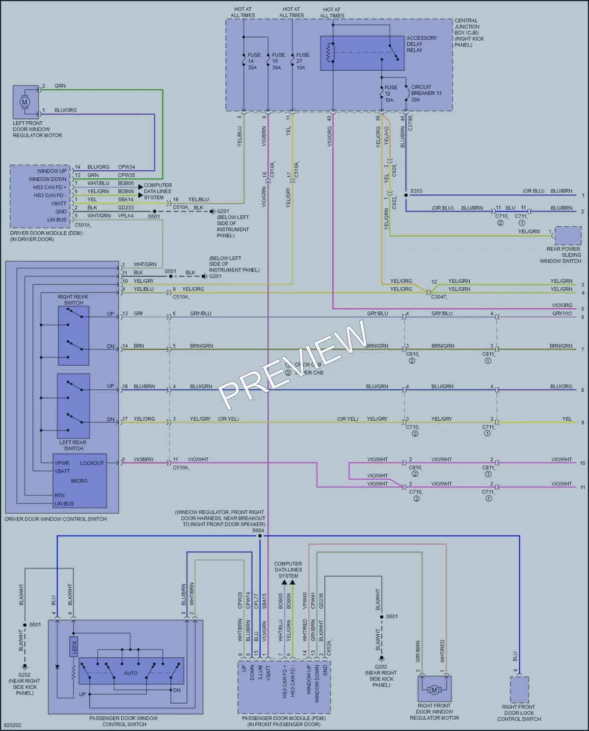 2023 Ford F550ChsCab Power Windows wiring diagram preview