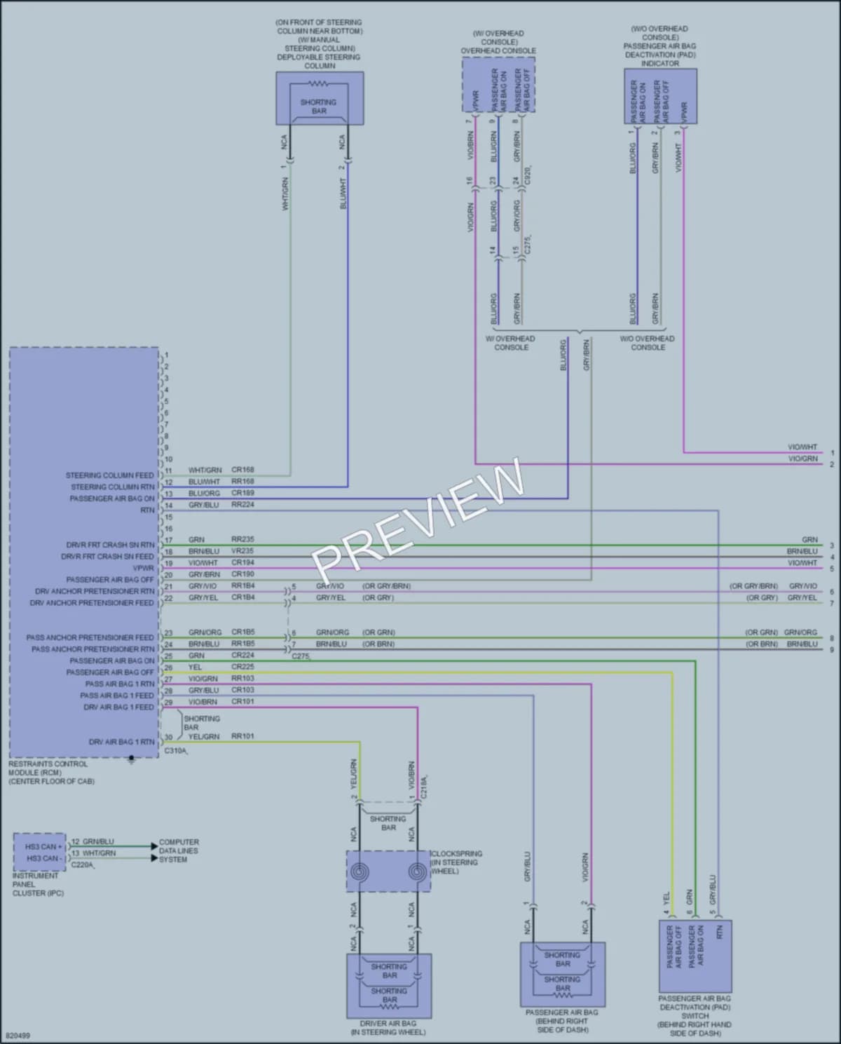 2023 Ford F550ChsCab Supplemental Restraints wiring diagram preview