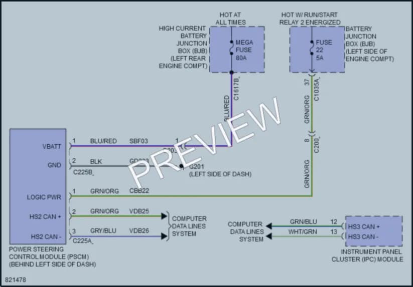 2023 Ford Maverick Electronic Power Steering wiring diagram preview