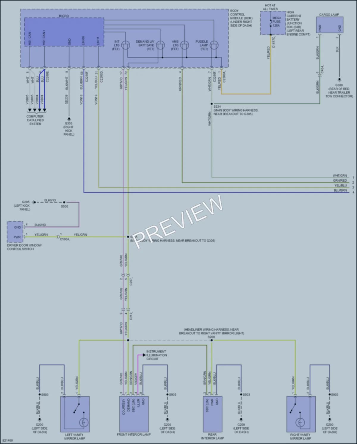 2023 Ford MaverickHybrid Interior Lights wiring diagram preview