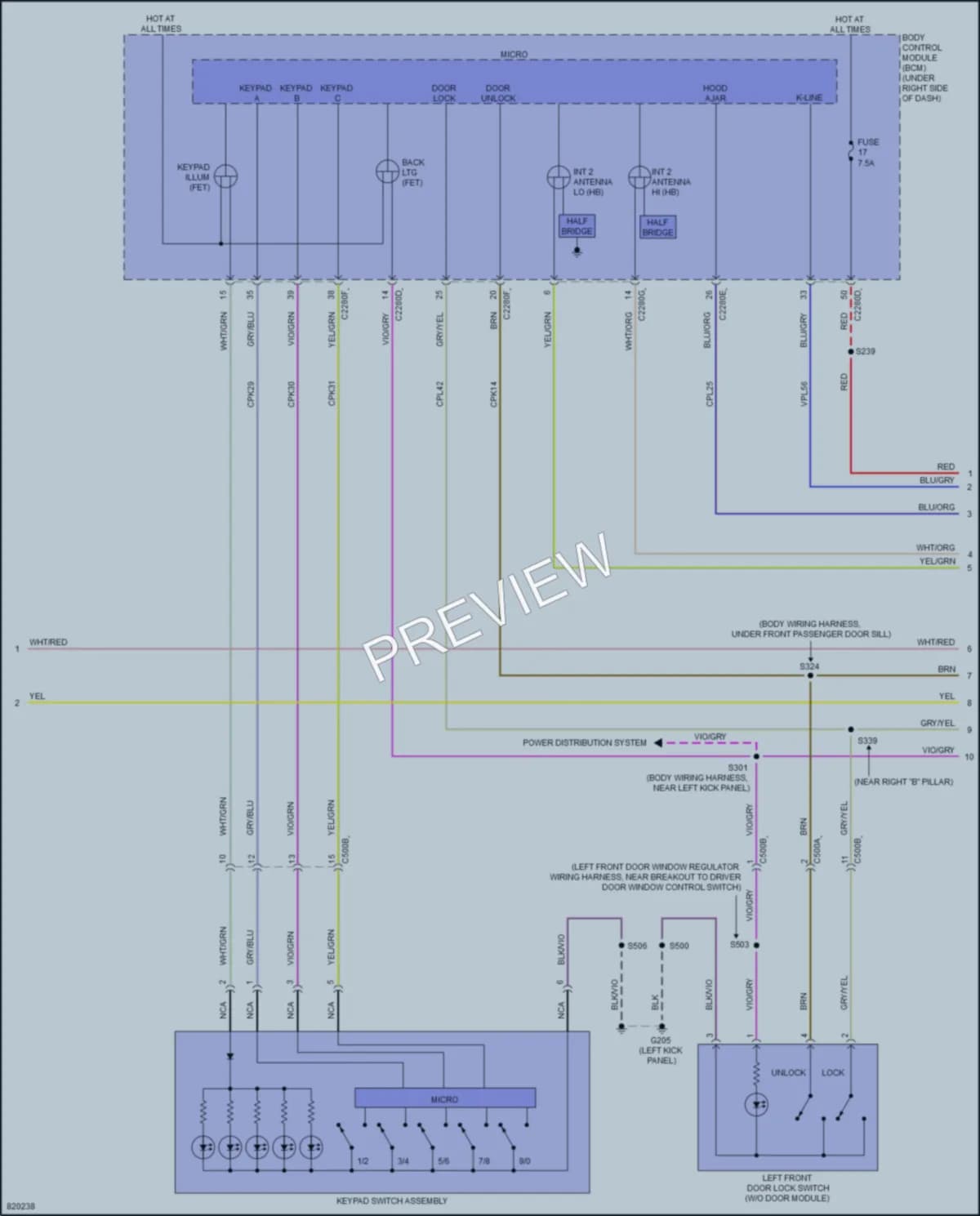 2023 Ford MaverickHybrid Power Door Locks wiring diagram preview