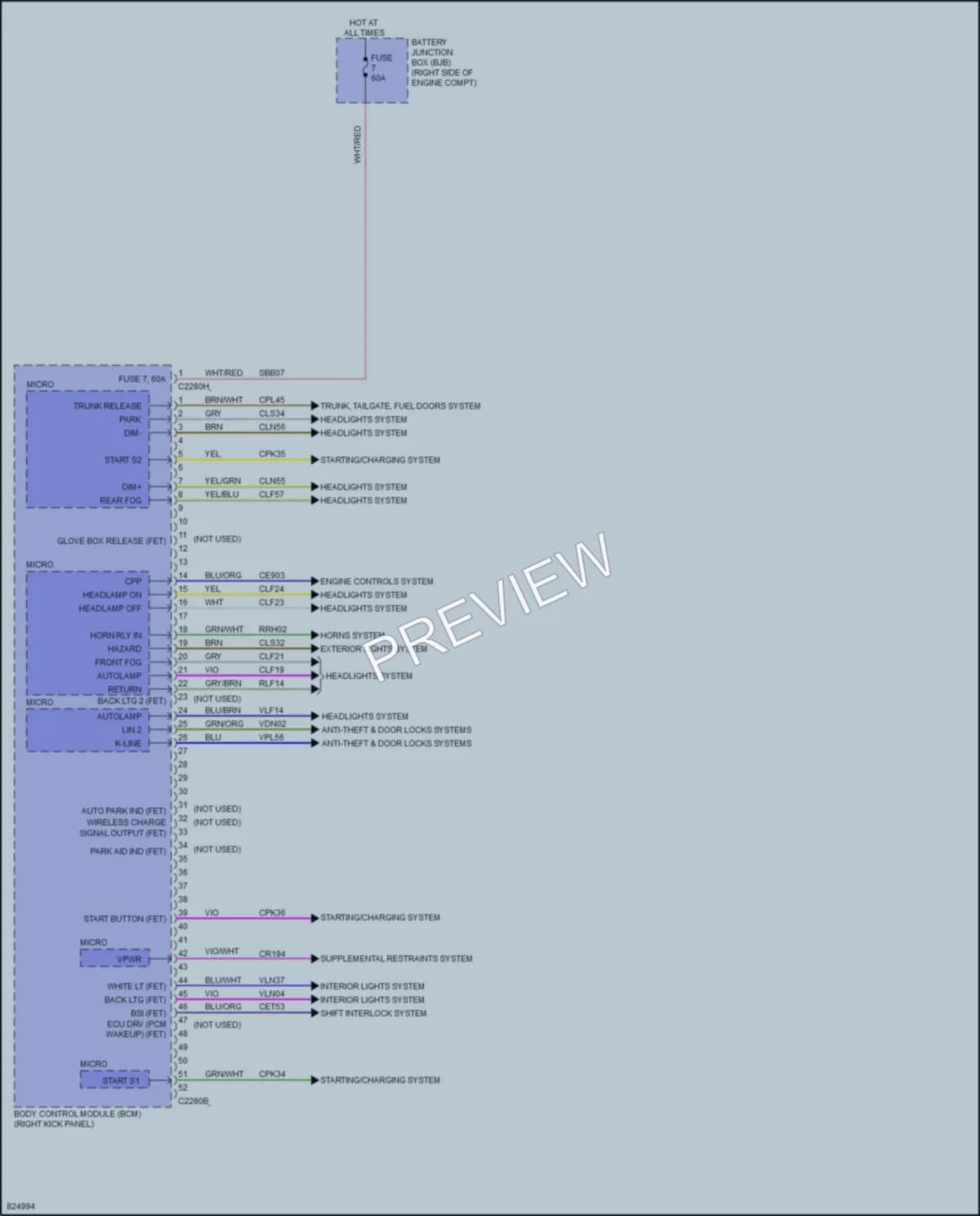 2023 Ford Mustang Body Control Modules wiring diagram preview