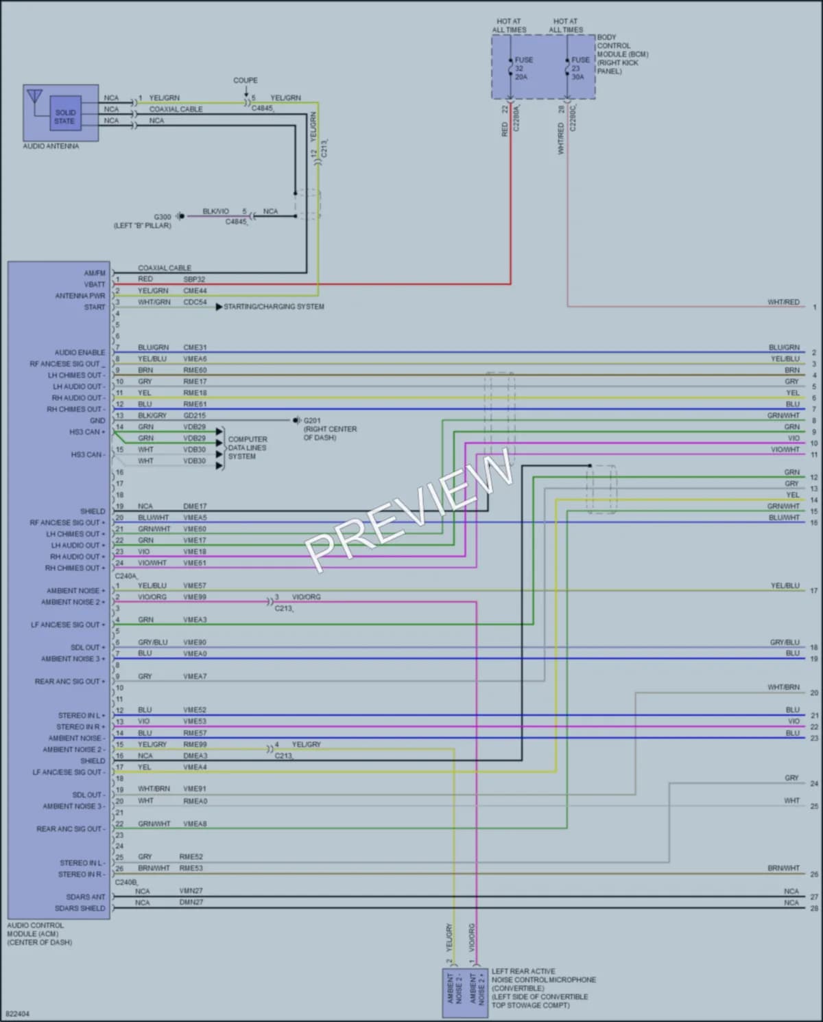 2023 Ford Mustang Radio wiring diagram preview